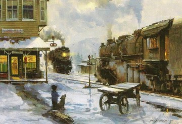 鉄道で Oil Paintings